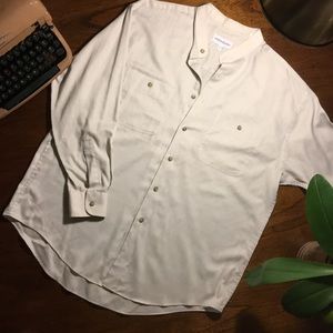 YVES SAINT LAURENT- Banded Collar Grey Button-Down